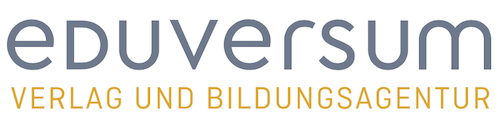 In grau steht "eduversum", darunter orange "Verlag und Bildungsagentur"