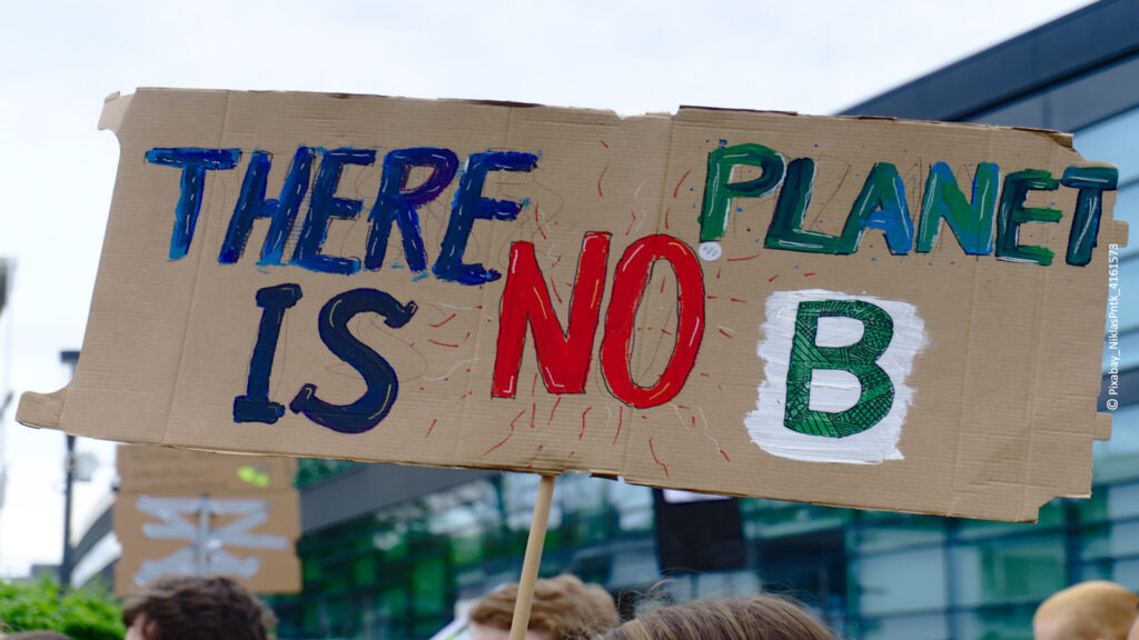 Schüler mit Schild protestieren für Klimaschutz. Foto: Pixabay