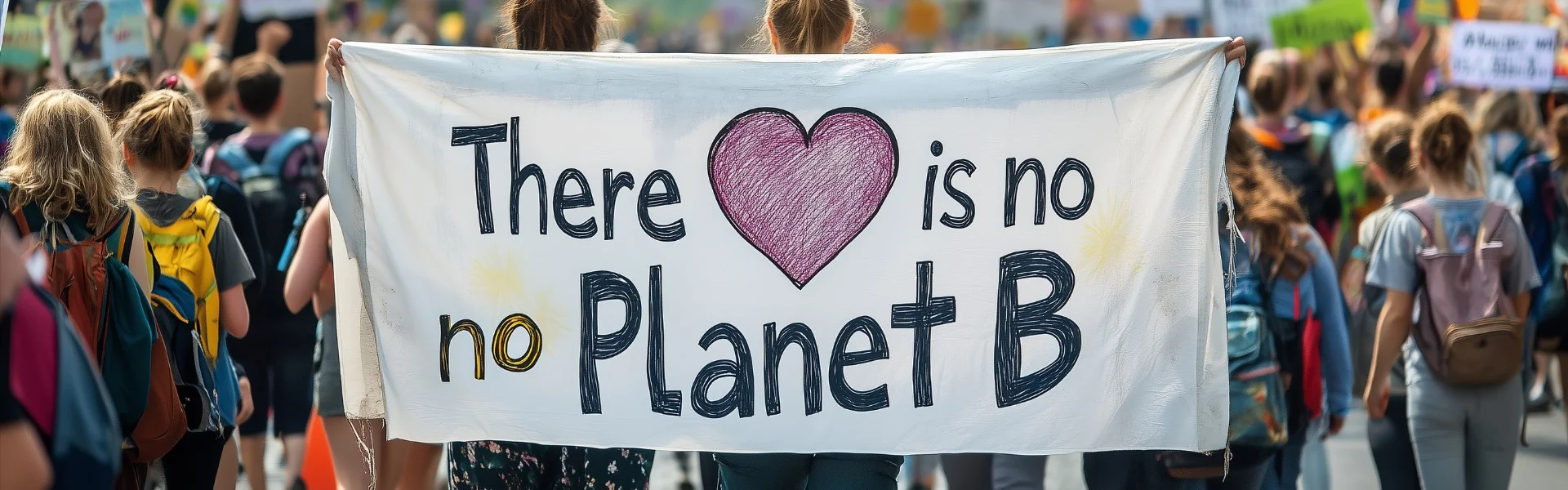 Schüler mit Schild protestieren für Klimaschutz. Auf dem Schild steht: 