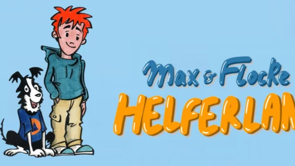 Zeichnung von Junge und Hund, daneben steht: Max & Flocke Helferland. Link zum Projekt "Max und Flocke Helferland".
